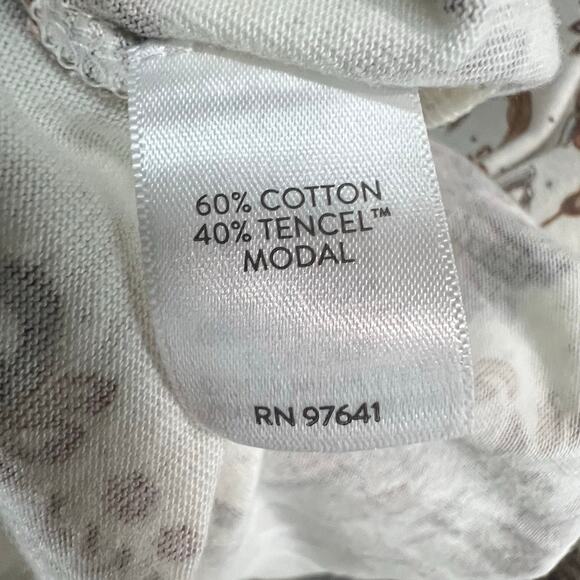 J Jill Pure Printed Soft V Neck Top Large Tall White Tan Floral Casual Boho Chic - Picture 13 of 14